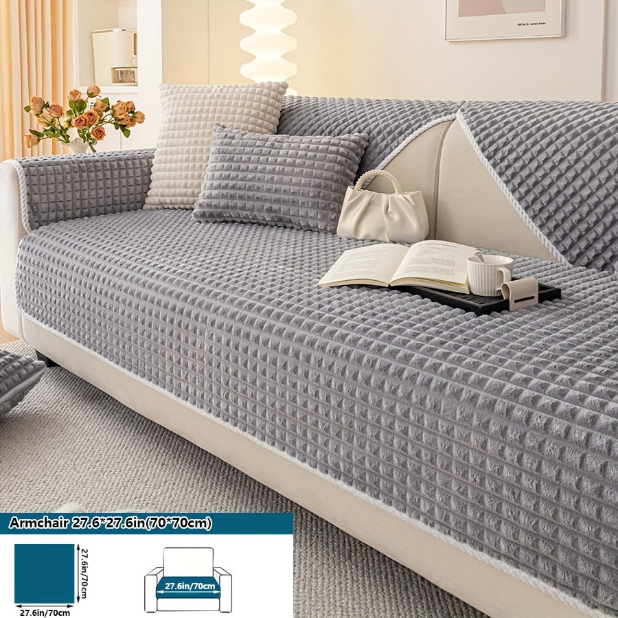 1pc Plush Sofa Cover - Soft, Thick, and Pet-Friendly Couch Protector for All Seasons, Non-Slip Furniture Slipcover for 1 to 4-Seater Sofas, Beige/Light Green/Dark Gray/Black Options, Perfect for Living Room, Bedroom, or Office Decor, Sofa Protection Cover