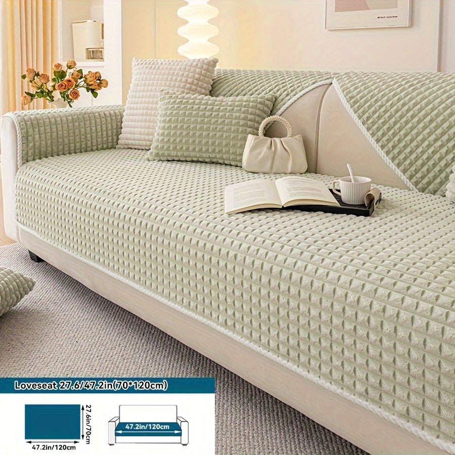 1pc Plush Sofa Cover - Soft, Thick, and Pet-Friendly Couch Protector for All Seasons, Non-Slip Furniture Slipcover for 1 to 4-Seater Sofas, Beige/Light Green/Dark Gray/Black Options, Perfect for Living Room, Bedroom, or Office Decor, Sofa Protection Cover
