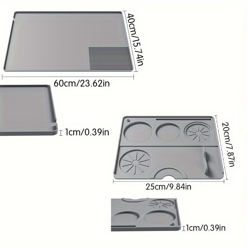 Easy-Clean Silicone Coffee Bar Mat with Tamping Pad