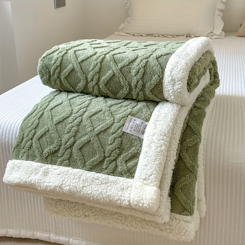 1pc Double-Sided Fleece Bed Blanket, Autumn And Winter Thickened Sofa Blanket, Air Conditioning Blanket, Suitable For All Seasons, Christmas present
