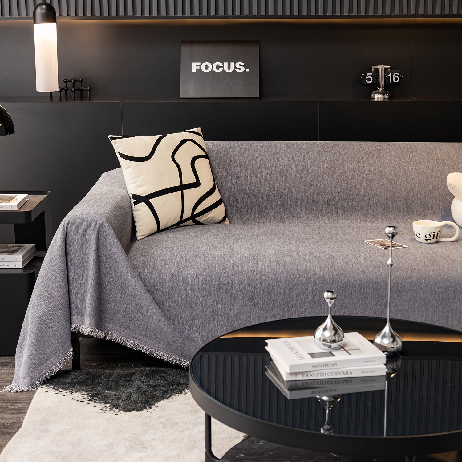 1pc Pet-Friendly Sofa Cover - Washable, Modern Gray Chenille Slipcover for 3-4 Cushion Sofas, Sectional Couch Protector for Living Room Furniture, Petfriendly Design, Sofa Protection Cover