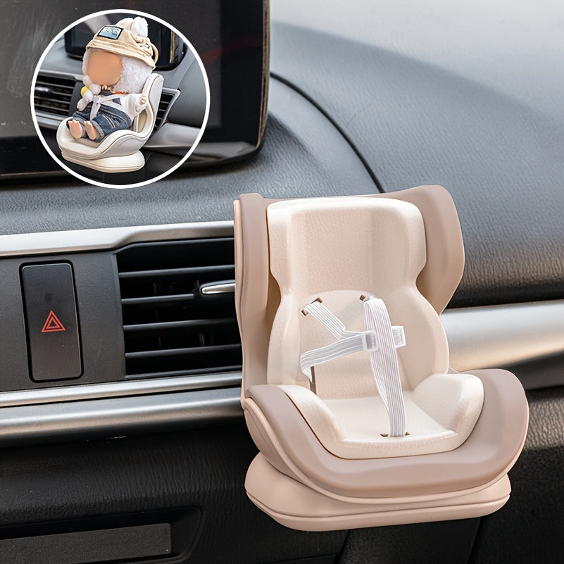 Doll Car Seat with Air Vent Clip & Desktop Stand - Pastel Pink/Blue, Secure Clip-On Base, Compatible with Labubu & 10-17cm dolls - Cute Car Interior Decor, Collector's Display Accessory for Doll enthusiasts & Mystery Box Fans, Playful Design, Wellcrafted