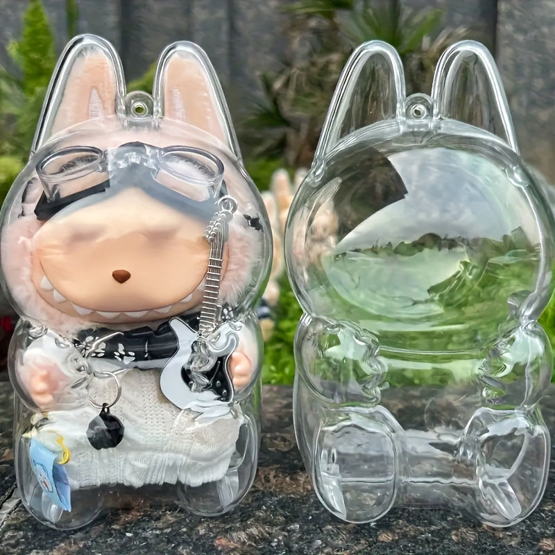 La Boo-Boo Dustproof Acrylic Display Case - Transparent Cube with Pink Base, 68.58cm Height, 3.2 Cu Ft Capacity, Ideal for Collectible Figurines & Ornaments, Perfect for Halloween & Christmas Decor, Figurine Display Case|Decorative Storage|Secure Closure