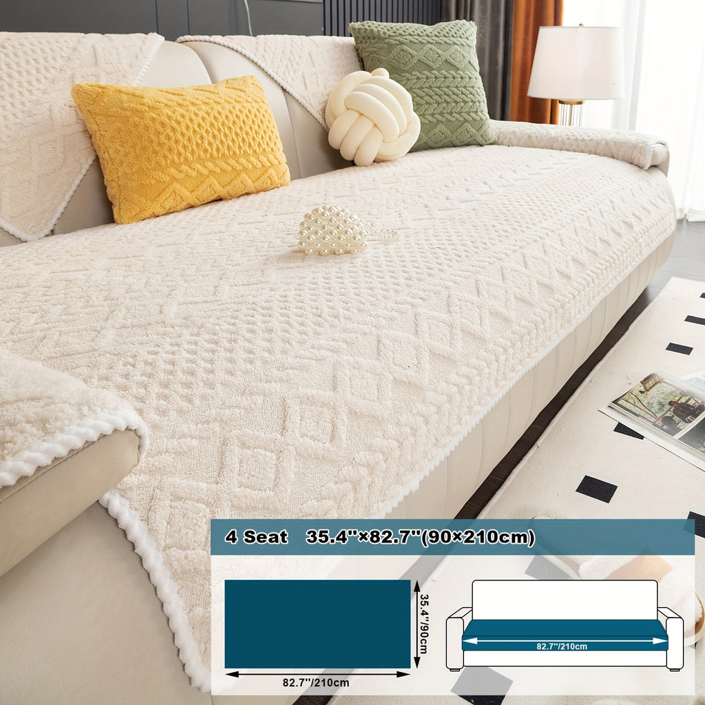 Classic Jacquard Shu Velveteen Sofa Cover - Pet-Friendly, Non-Slip, Machine Washable, Breathable 100% Polyester, 1pc
