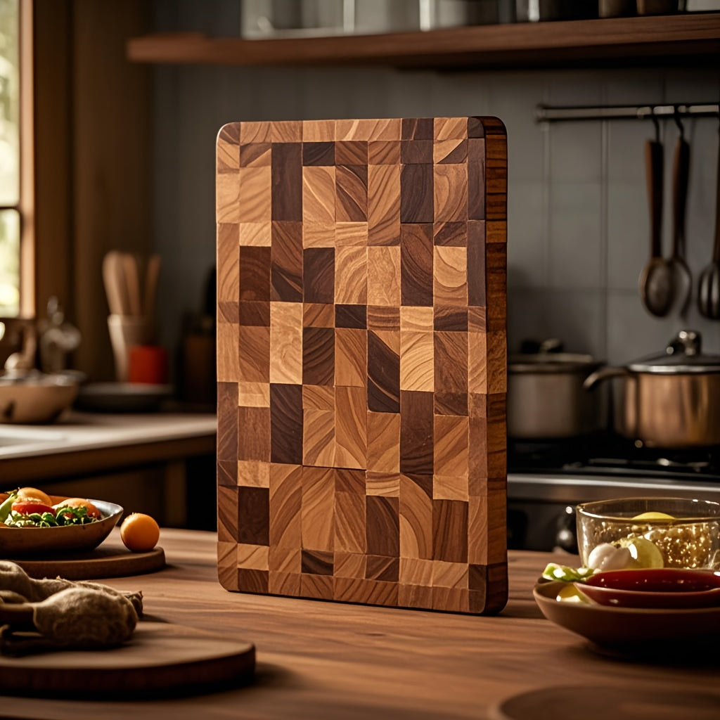 1pc Premium Acacia Wood Cutting Board - Double-Sided, Durable & Hygienic Kitchen Essential for Meat, Cheese, Bread, Vegetables & Fruits - Rustic Design with Natural Wood Grain, Perfect for Home & Professional Use, Food Preparation | Stylish Chopping Board