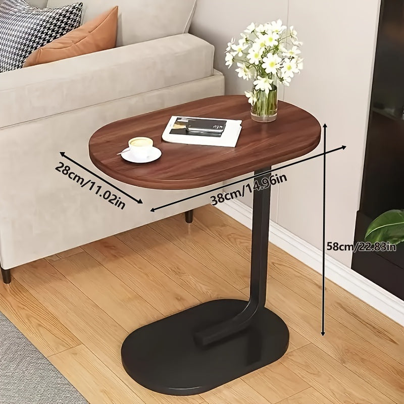 Portable C-shaped wooden edge table in Art Deco style, minimalist sofa edge table, style small edge table, modern living room decor furniture, and stable legrests