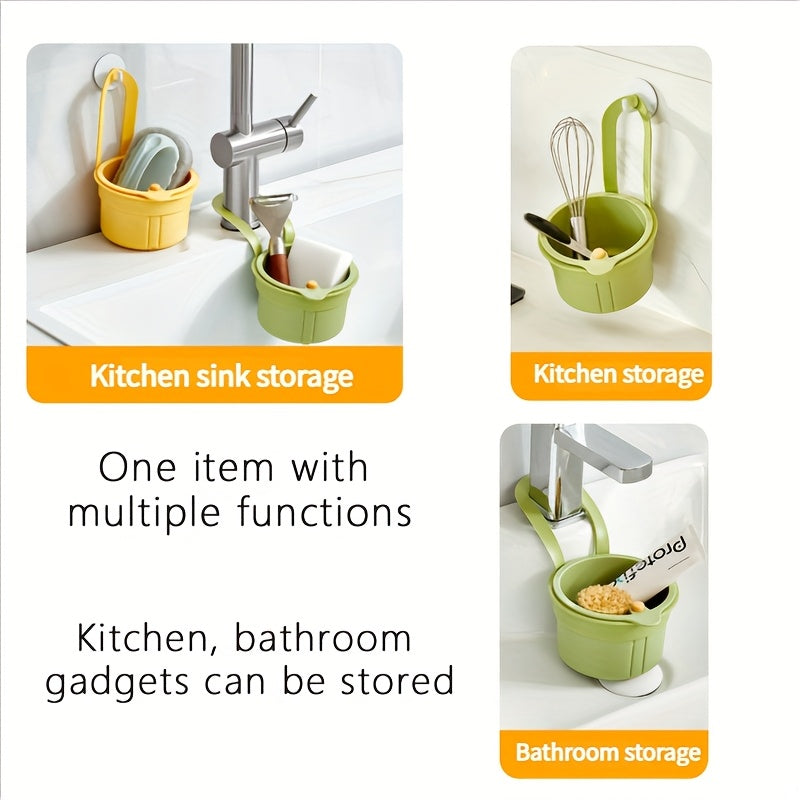 [1-Pack Multi-Function Filter] 1-Pack Multi-Function Hanging Filter Sink Basket | Durable Plastic, Spacesaving Design, Sturdy Construction, Push-Button Drainage & Storage, Separate Filter Design, One-Second Installation for Kitchen & Bathroom Organization