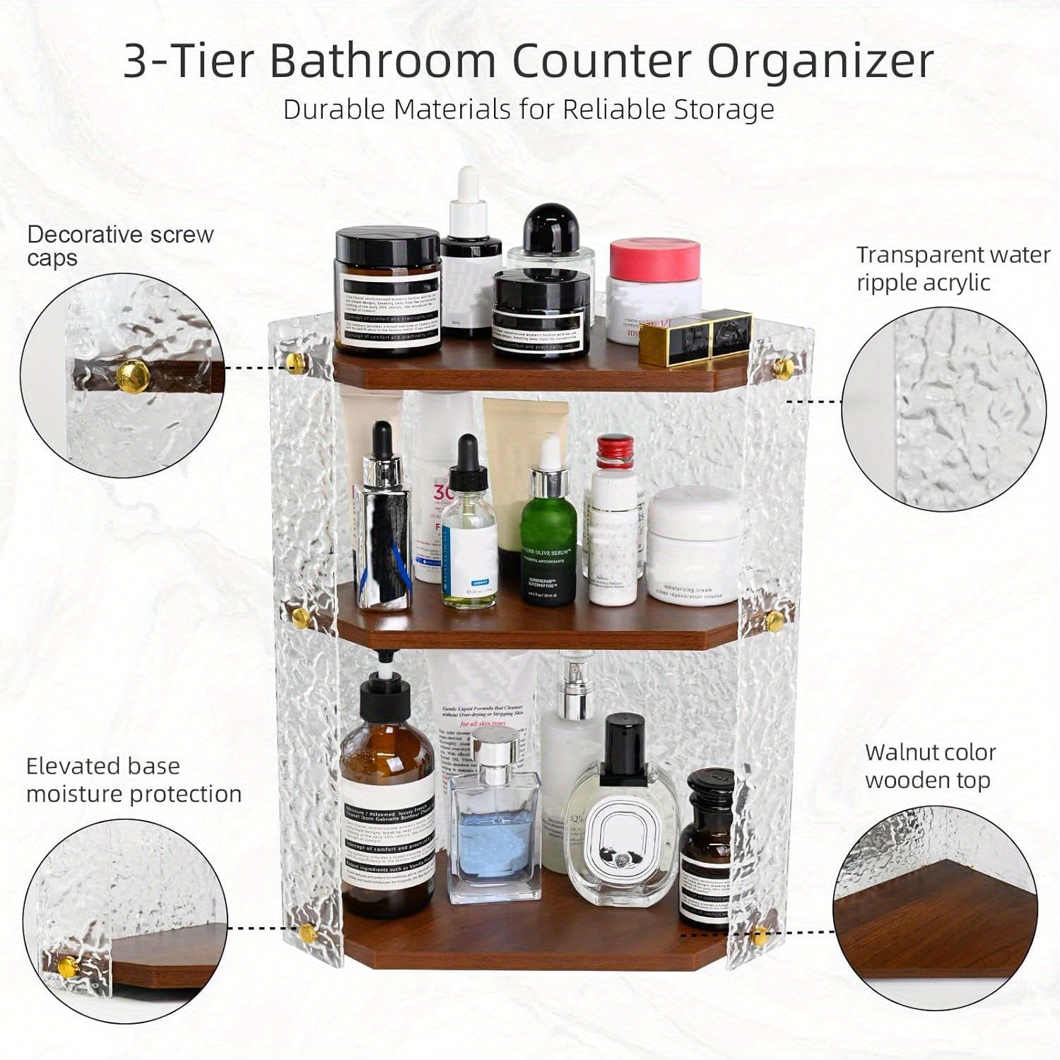 3-Tier Corner Bathroom Counter Organizer