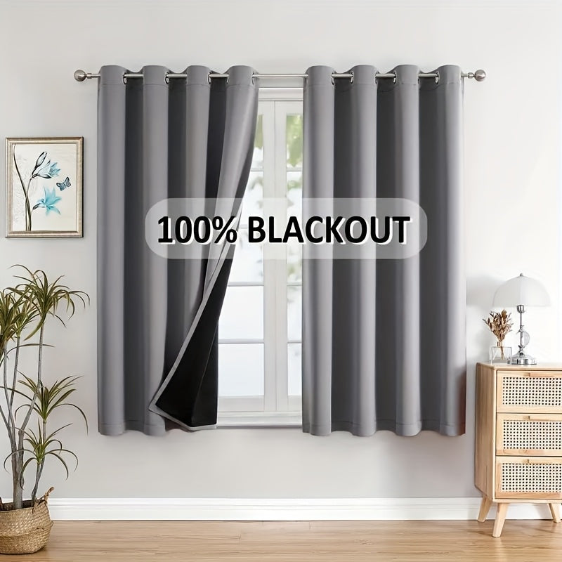 2pcs 100% blackout curtains, with perforated hanging method, sun protection, privacy protection, heat insulation and noise reduction, suitable for bedroom, living room, dining room and other various life decorations