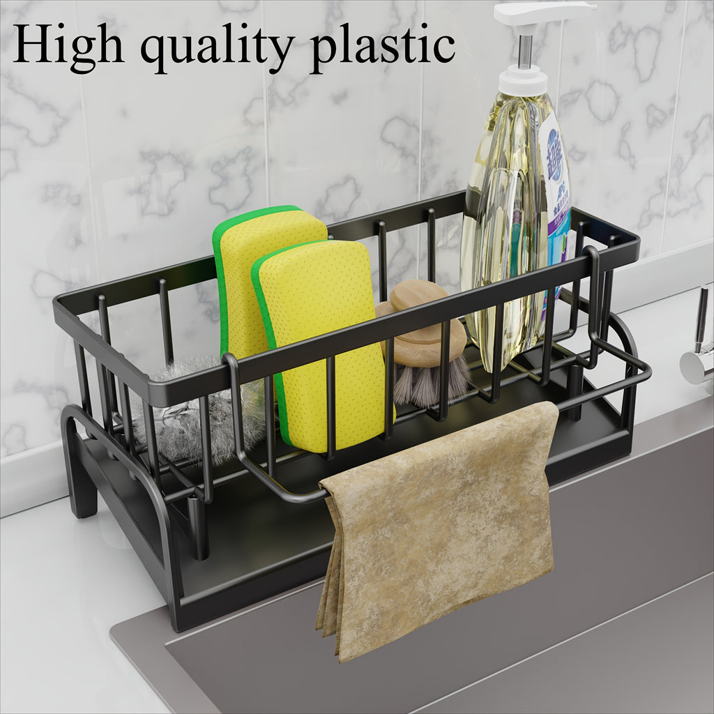 Multifunctional Plastic Kitchen & Bathroom Sink Caddy Organizer Set – Faucet Hanging Storage Rack for Dish Cloth, Sponges, Brushes – Durable, Easy-Clean Holder for Home Organization and Space Saving