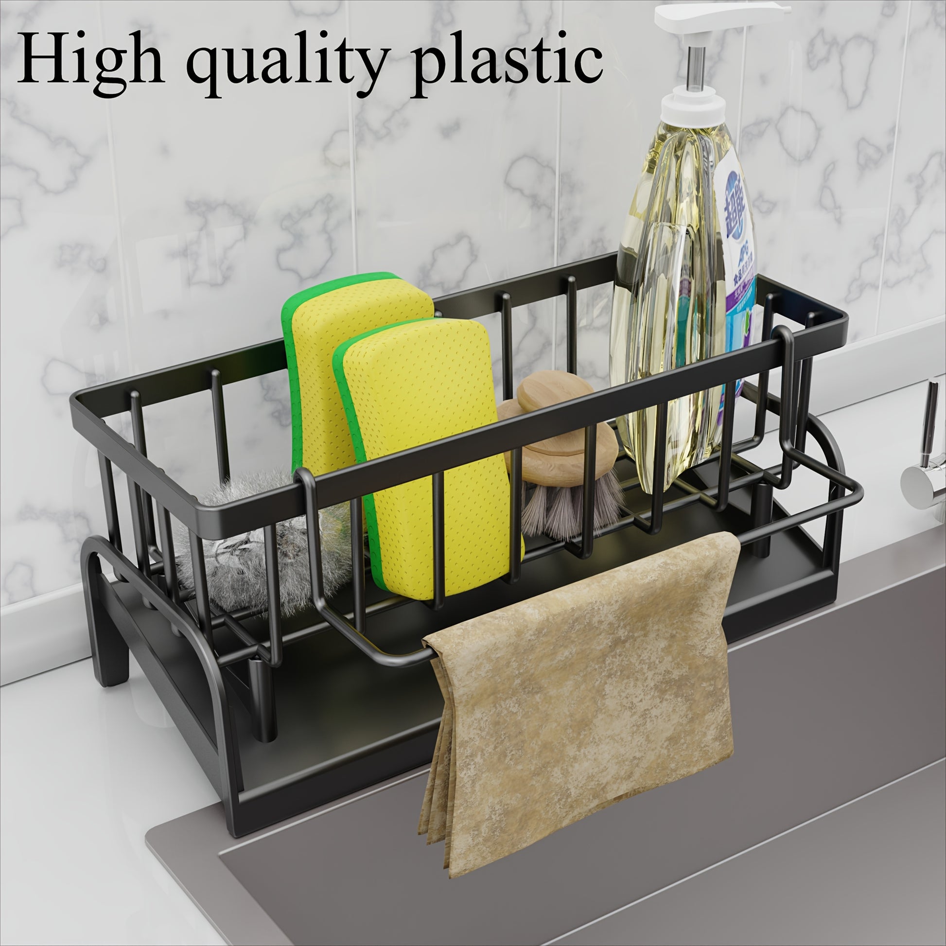 Multifunctional Plastic Kitchen & Bathroom Sink Caddy Organizer Set – Faucet Hanging Storage Rack for Dish Cloth, Sponges, Brushes – Durable, Easy-Clean Holder for Home Organization and Space Saving