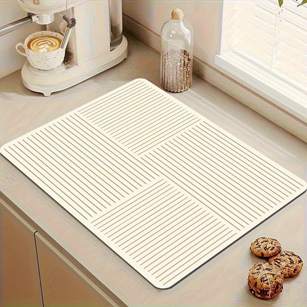 1pc Geometric Soft Diatomal Technology Cloth Drying Mat - Super Absorbent, Anti-Slip, Wear-Resistant, and Easy to Clean - Perfect for Coffee Machine, Patio Table, and Kitchen Countertop Decoration, Household Supplies