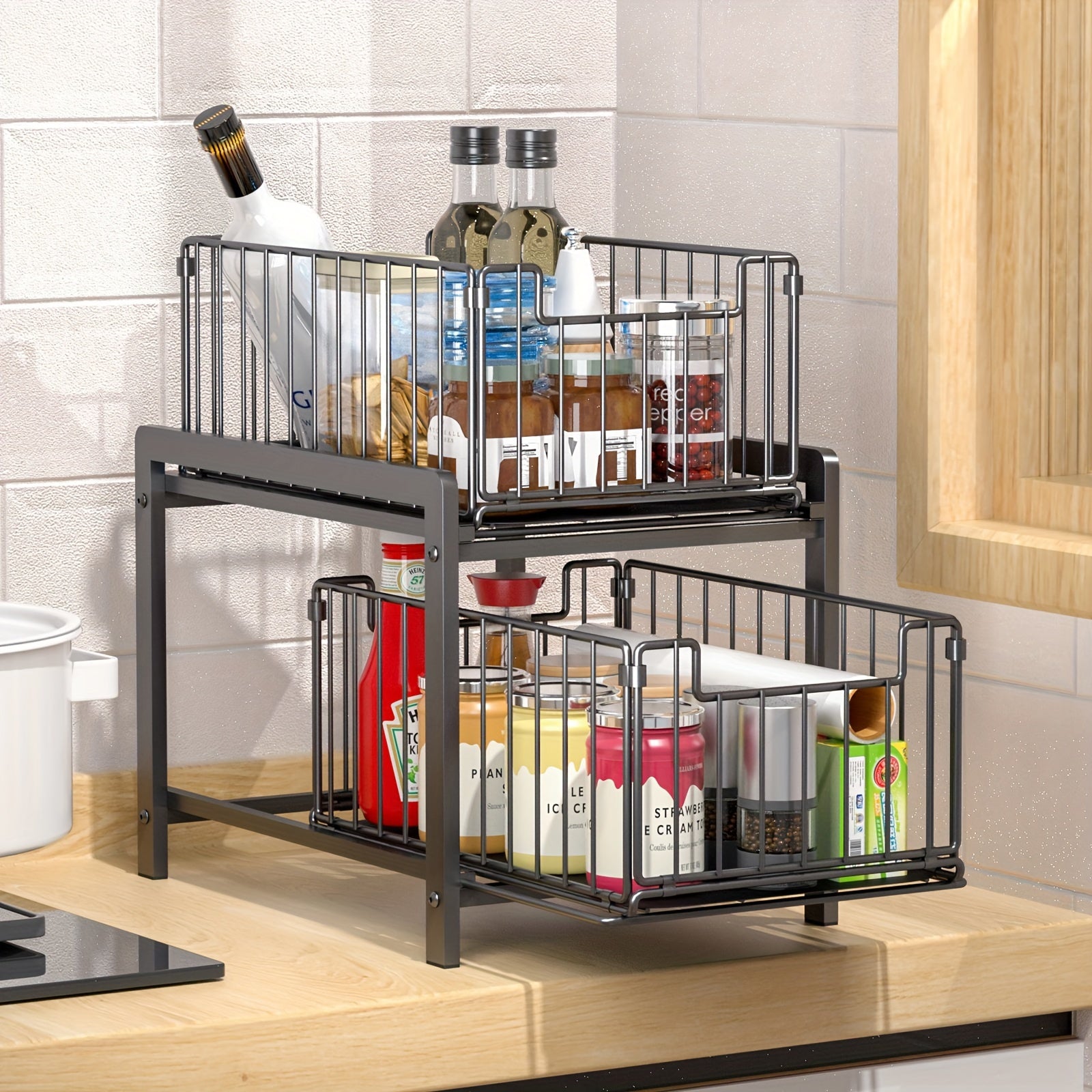 2-Tier Iron Under Sink Cabinet Organizer -