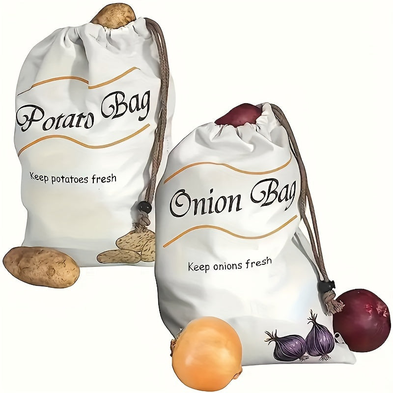 1pc Reusable Canvas Vegetable Storage Bag - Durable Square Fresh-Keeping Bags, Suitable for Potatoes and Onions, Anti-Sprouting Kitchen Organizer