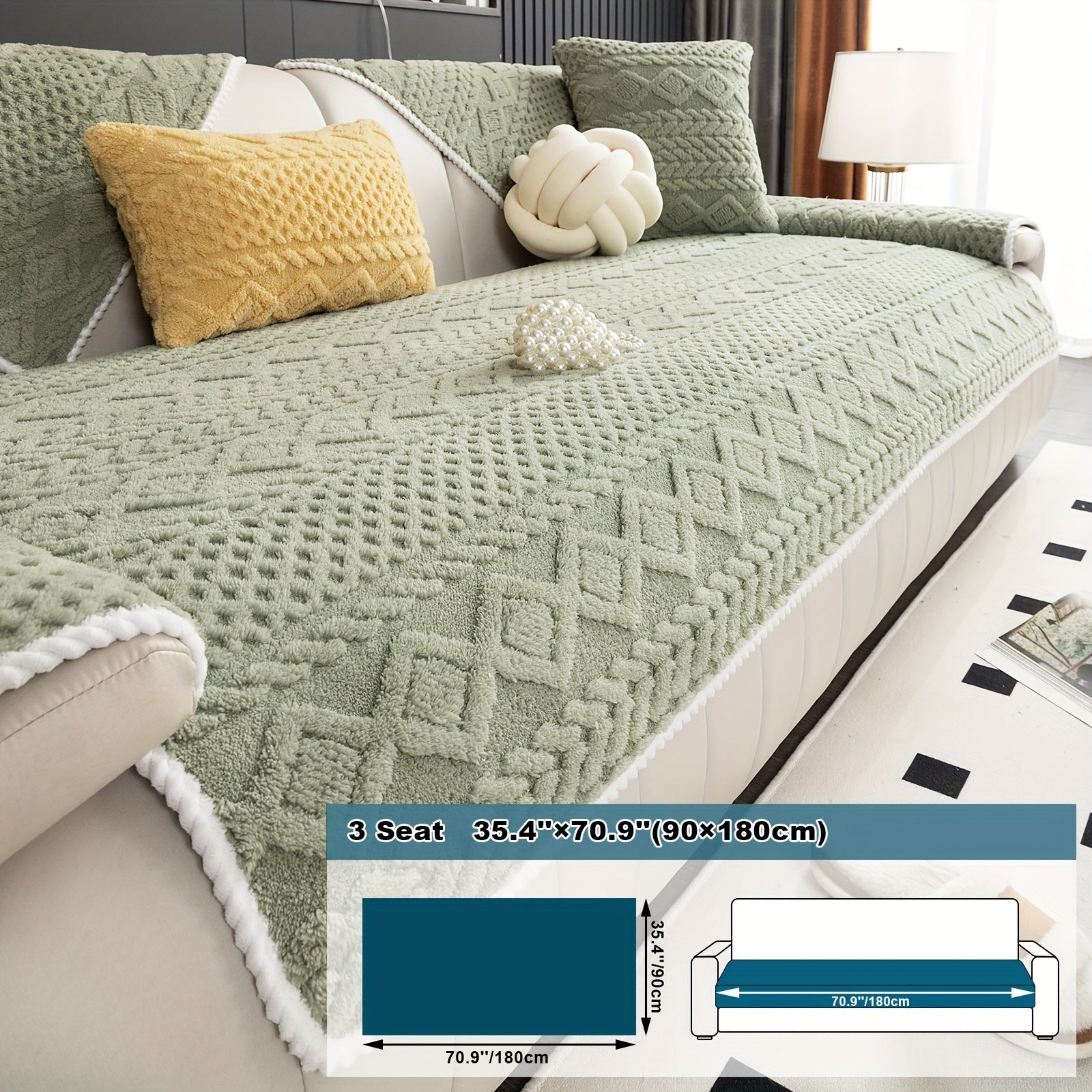 Classic Jacquard Shu Velveteen Sofa Cover - Pet-Friendly, Non-Slip, Machine Washable, Breathable 100% Polyester, 1pc