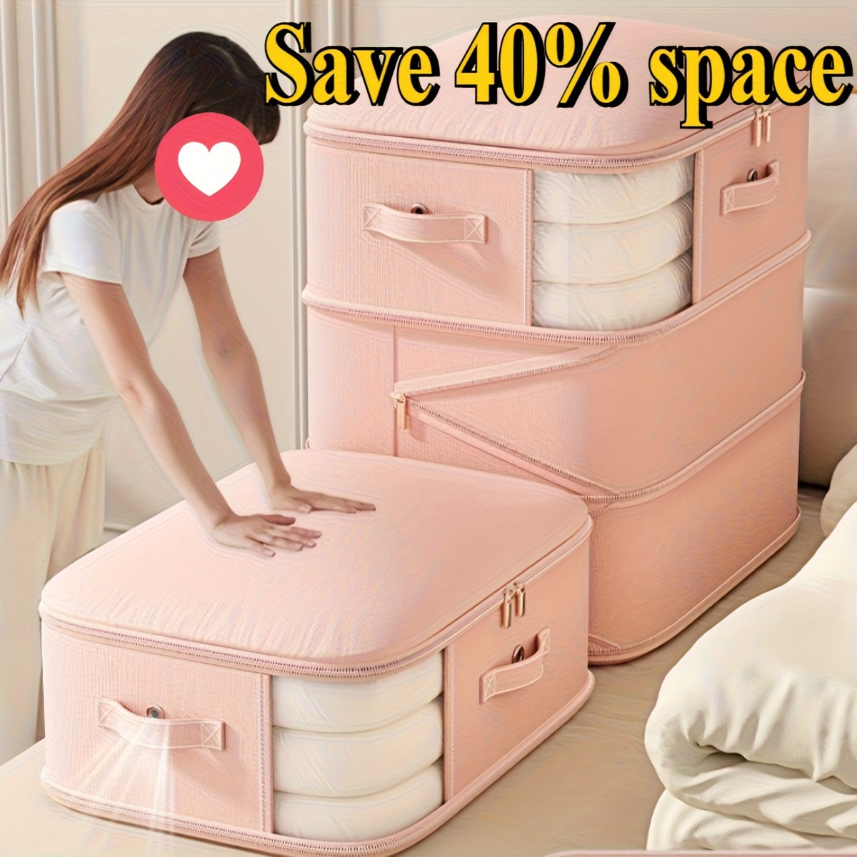 Large Capacity Oversized Portable Compression Storage Bag, Suitable for Clothes, Quilts, Pillows, Sofa Cushions, Duvets, Ideal for Bedrooms and Living Rooms, Space-Saving Organizer Helper, 4 Styles Available
