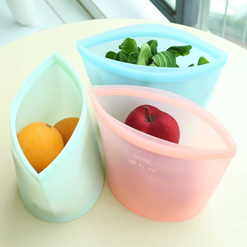 Reusable Silicone Food Storage Bags - Leakproof, Fresh-Keeping Ziplock Containers for Fridge & Freezer | 17.6oz, 35.2oz, 52.8oz | Ideal for Snacks, Fruits, and Vegetables