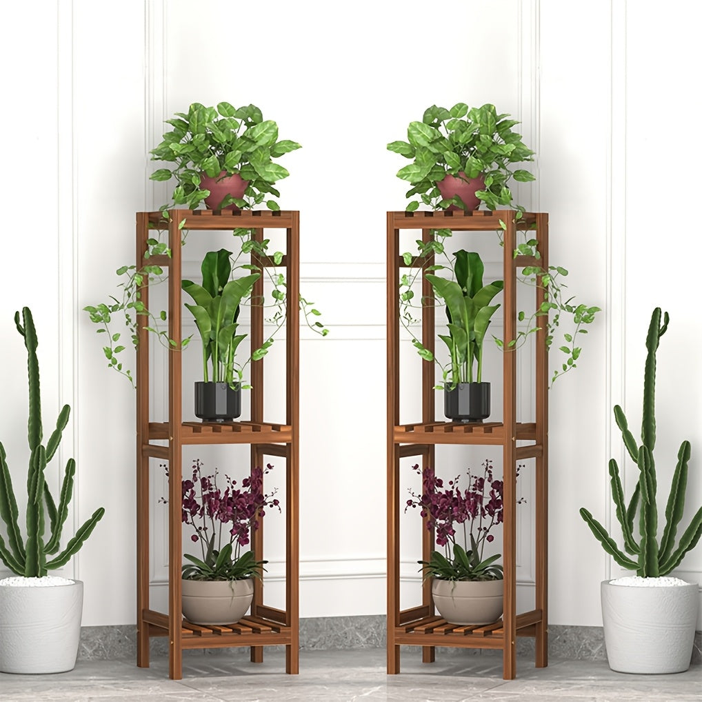 [Wooden Plant Stand] Adjustable Large Wooden Plant Stand | Flower Display Rack Multiple Pots Holder Corner Shelf Balcony Patio Garden Indoor Home Decor Flexible Combination