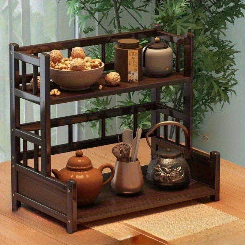 Elegant Bamboo and Wood Desktop Gap Shelf