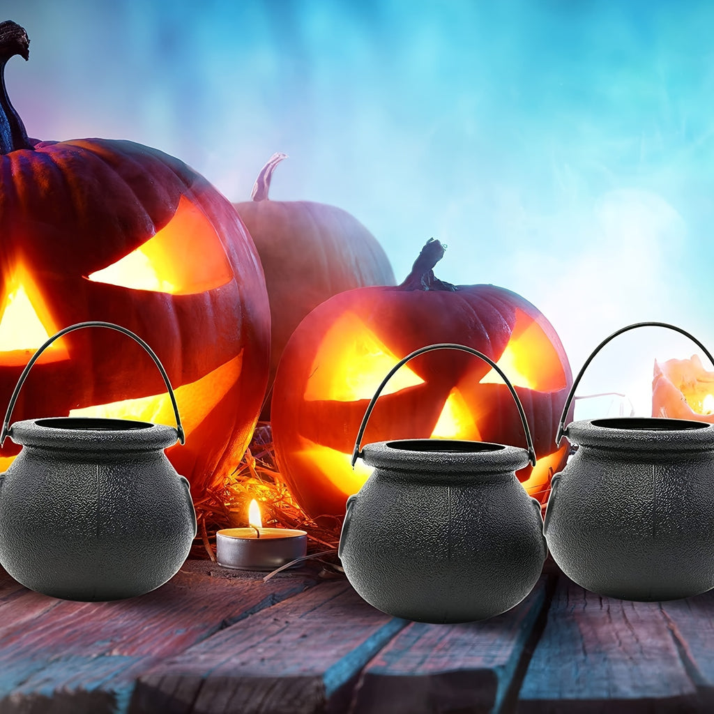 6pcs Mini Cauldron Kettles, Novelty Kettles, Halloween Black Cauldrons Holder, Witches Cauldron, Cauldron Pot Party Favors-(non-food contact)