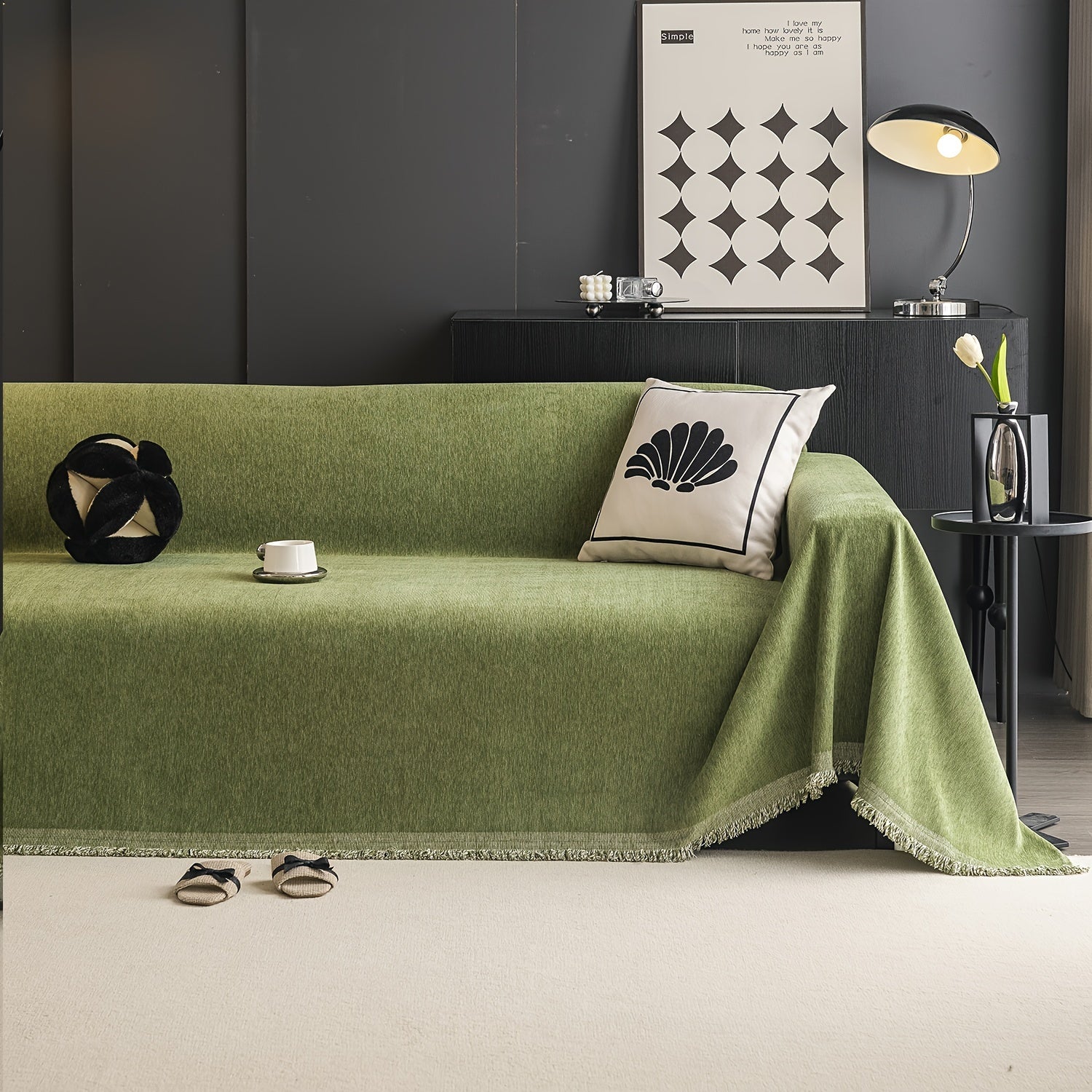 1pc Pet-Friendly Sofa Cover - Washable, Modern Gray Chenille Slipcover for 3-4 Cushion Sofas, Sectional Couch Protector for Living Room Furniture, Petfriendly Design, Sofa Protection Cover