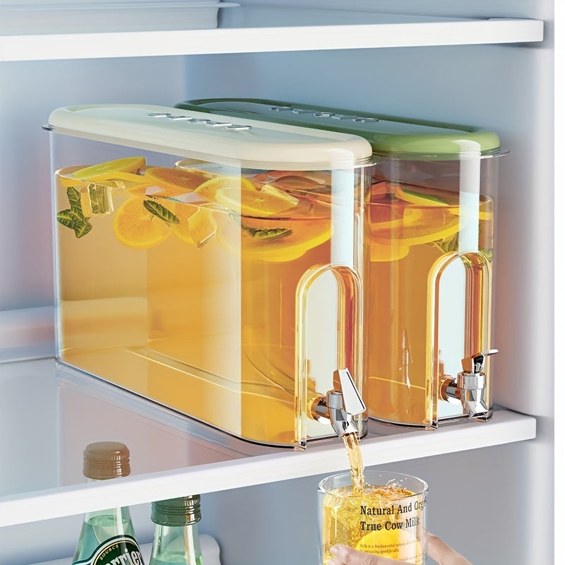 4L Plastic Refrigerator Beverage Dispenser with Spigot - Large Capacity Cold Drink Pitcher, Fruit Infuser Water Jug for Juice, Tea, Cold Brew, Household Beverage Tub with Tap (Set of 1)