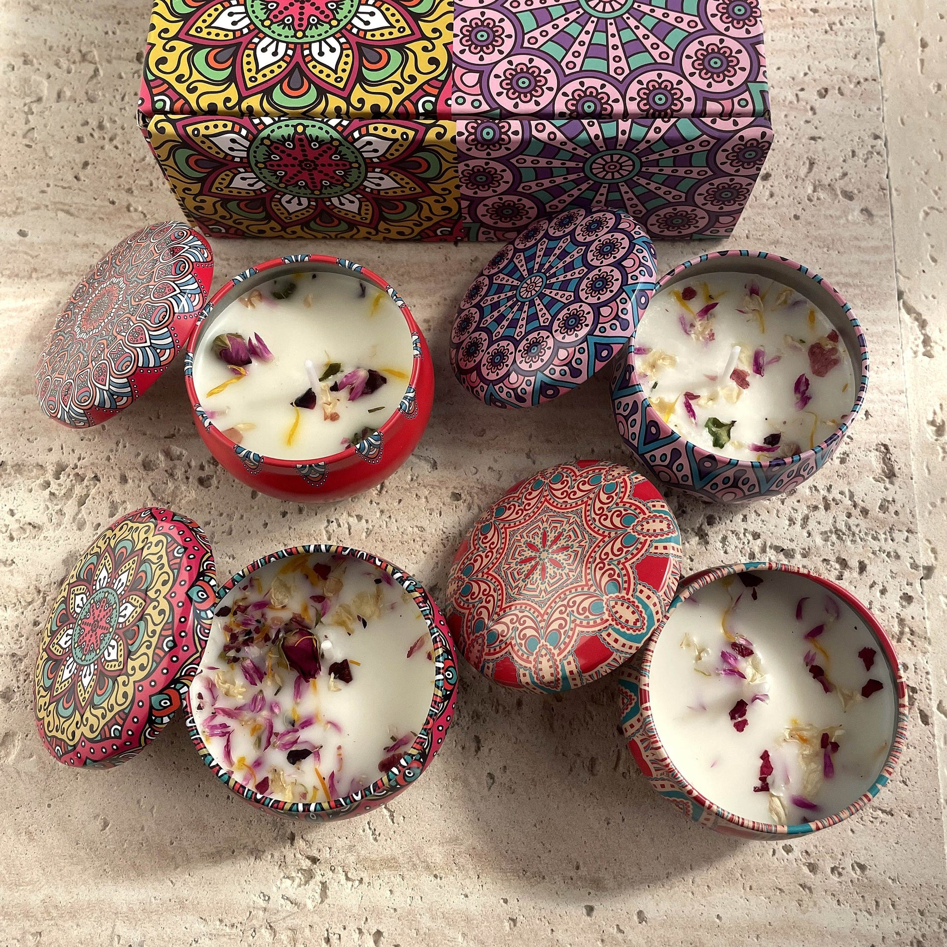 1pc Or 4pcs Bohemian Mandala Style Scented Candles Gift Set for Women, Featuring Four Different Fragrances. Ideal for Women'S Birthdays, Valentine'S Day, Weddings, Anniversaries, Mother'S Day, Thanksgiving And Other Holiday Gifts. Suitable for Spa