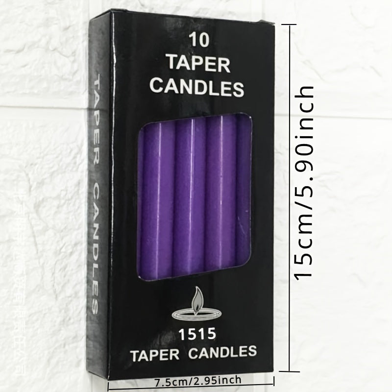 10 Fragranceless Straight Candles - Household Lighting Candles, Smokeless Romantic Wedding Long Pole Candles, High-End Wax Candles for Dining Tables, Restaurants, Gatherings, Easter, Day, and Valentine's Day