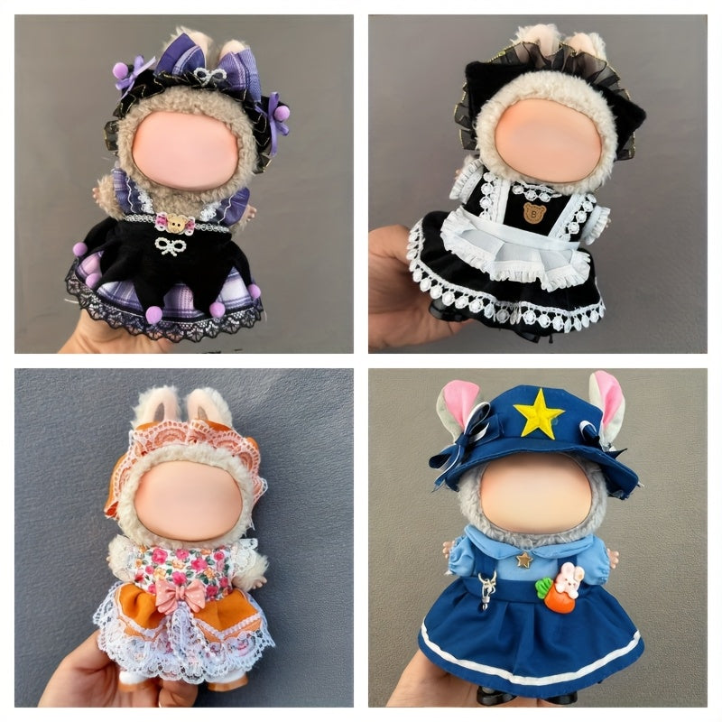 Clothes for Labubu 17cm Doll Outfit, Fashion Clothes Set, Cute Exquisite Accessories for Doll Collection, Stylish Adorable Dolls Clothes Accessories (No Doll Included)