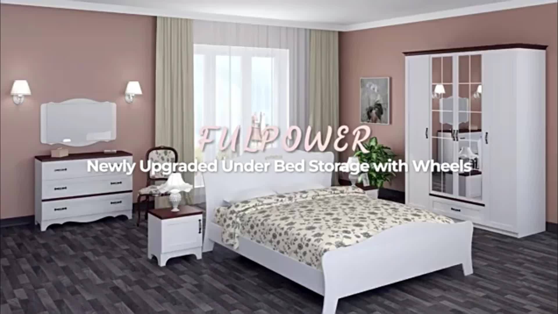 [2 Wheels Under Bed Storage] Under Bed Storage With Wheels, 2-Pack Under Bed Storage Containers With Clear Lids, Under The Bed Storage Organizer Bins, Rolling Under Bed Metal Drawer For Clothes, Shoes, Toys, Under-Bed Storage