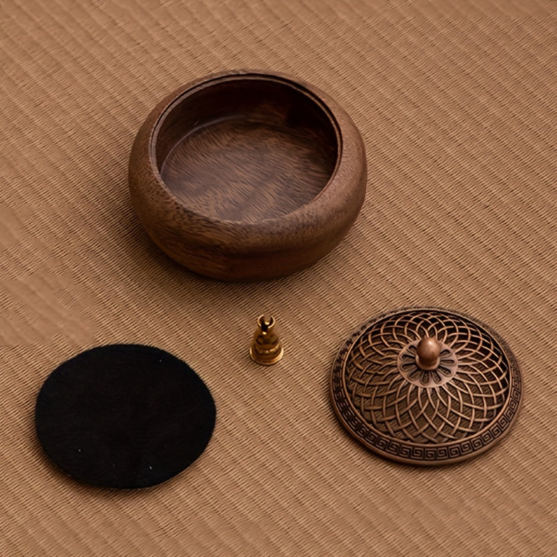 Elegant Vintage Walnut Wooden Incense Holder
