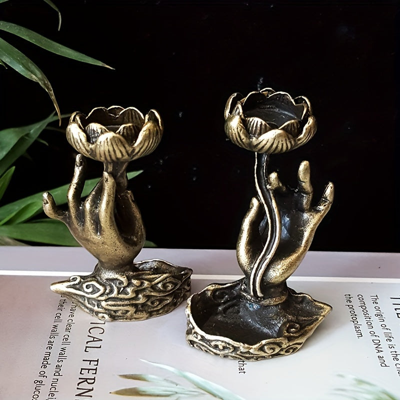 1pc, Buddha Hand Lotus Incense Holder, Incense Burner, Craft Ornament For Spa, Yoga, Meditation, Home Decor, Room Decor, Gifts