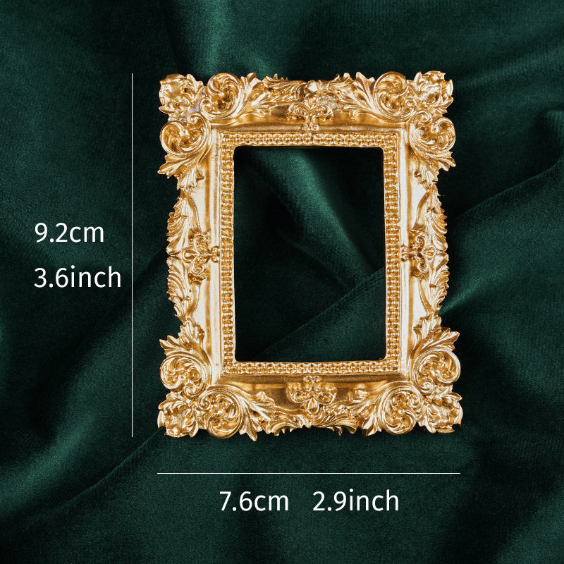 [1pc Elegant Golden Photo Frame] 1pc, Vintage Golden Photo Frame - Elegant Home Decor and Jewelry Display for Desktop Photos