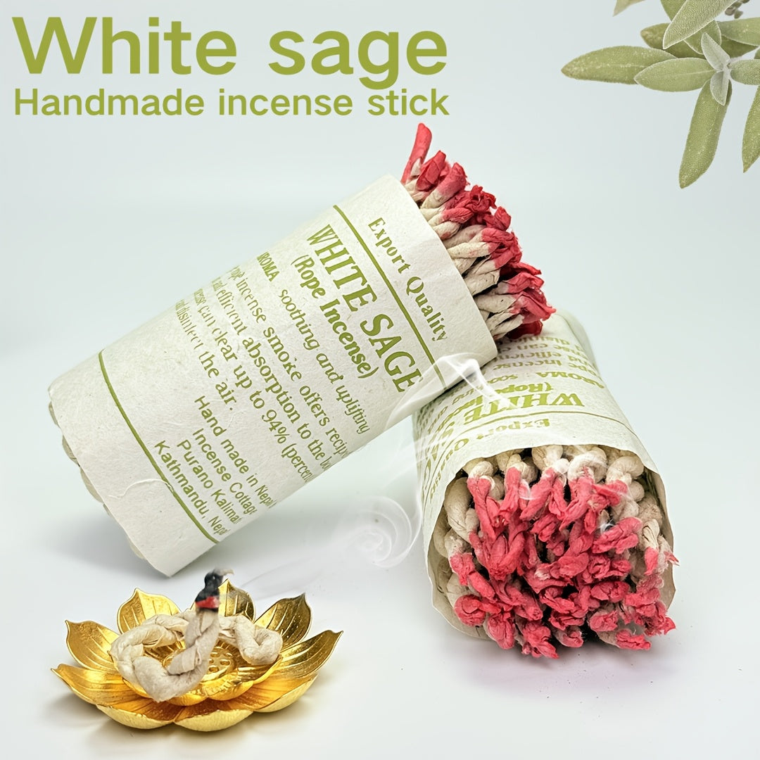 40/80/120 Count Handmade White Sage Rope Incense Sticks