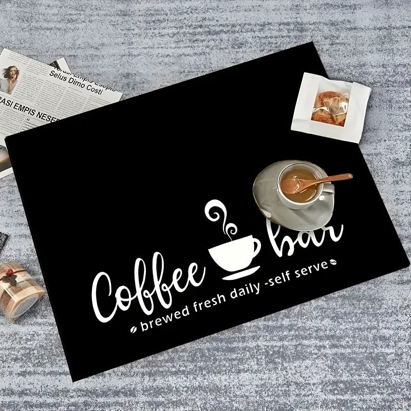 [Coffee | Print] Coffee Print 1pc Dish Drying Mat | Dining Table Decor, Perfect for Coffee Makers and Espresso Machines