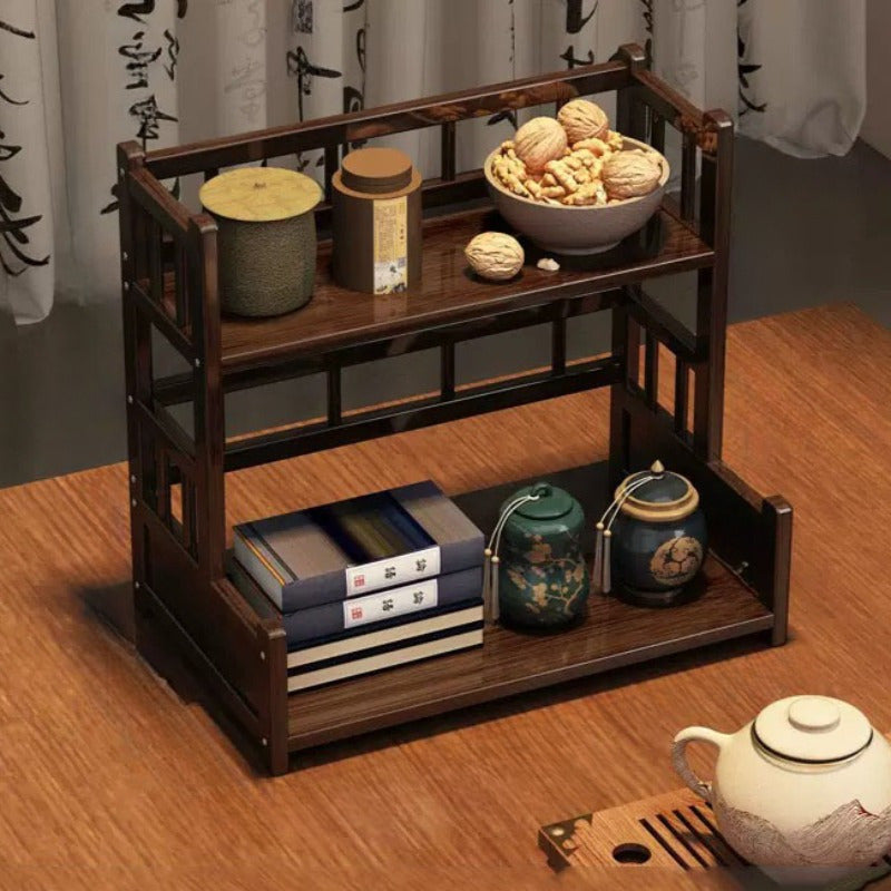 Elegant Bamboo and Wood Desktop Gap Shelf