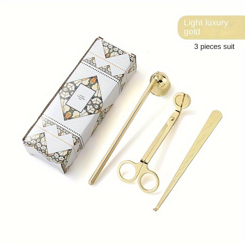 3/4pcs Small Aromatherapy Candle Tool Set, Candle Snuffer Tool Set, Stainless Steel Candle Scissors, Wick Trimmer, Candle Extinguisher Cover, Candle Wick Hook, Candle Accessories