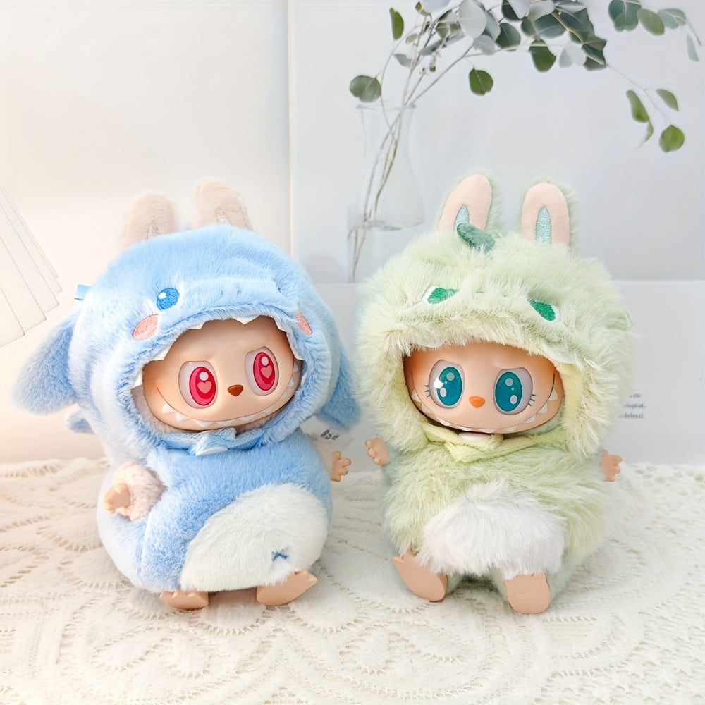 LABUBU Costume Accessories Macaron Labubu Appearance Decorative Items, Cute 3D Shark Dinosaur Suit, Suitable for 15-17cm Doll Clothes. Handmade Decoration-No Doll Included