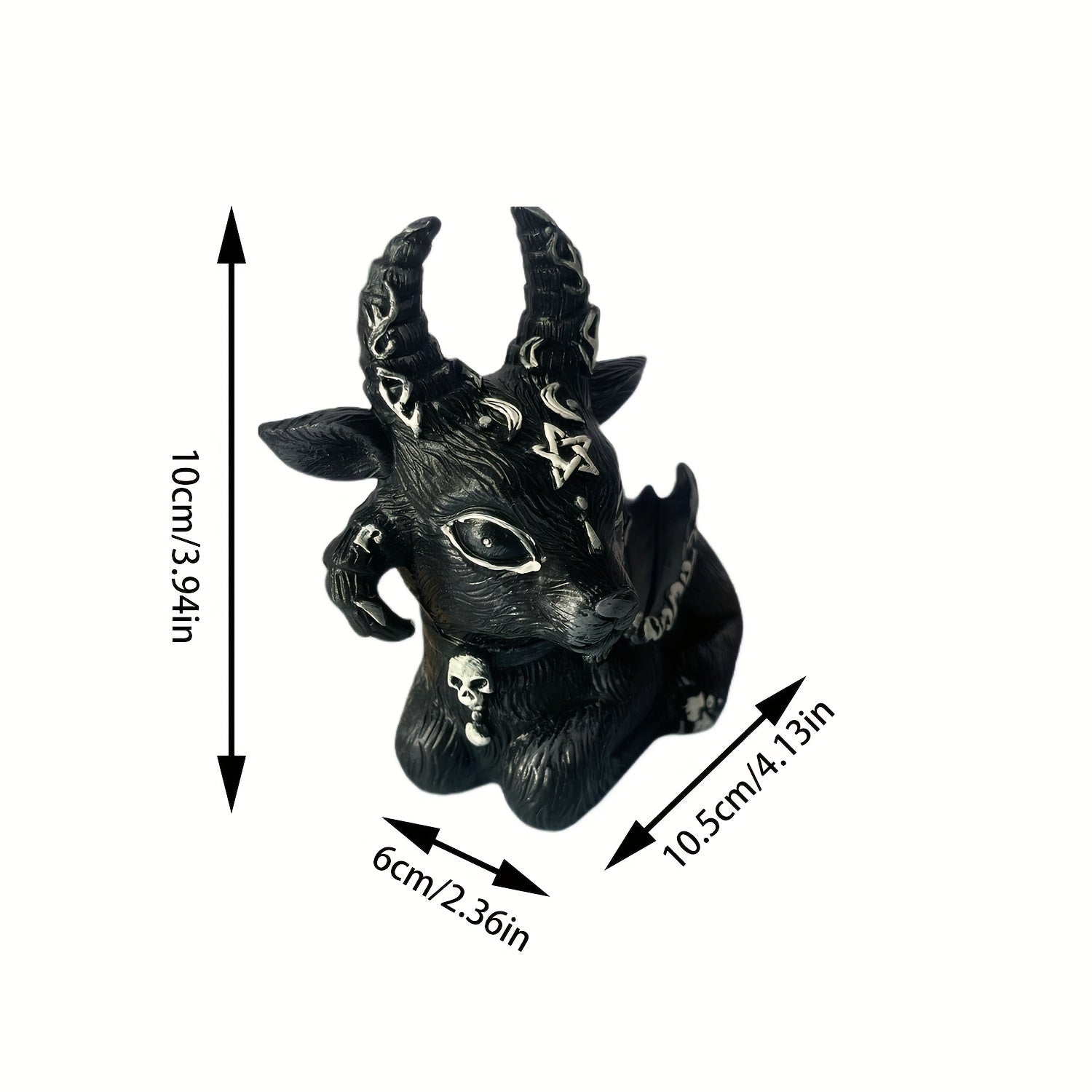 Resin Gothic Magic Horn Goat Figurine - Art Deco Style Halloween Decor, Charming Collectible for Various Room Types, Festive Tabletop Ornament for Holidays
