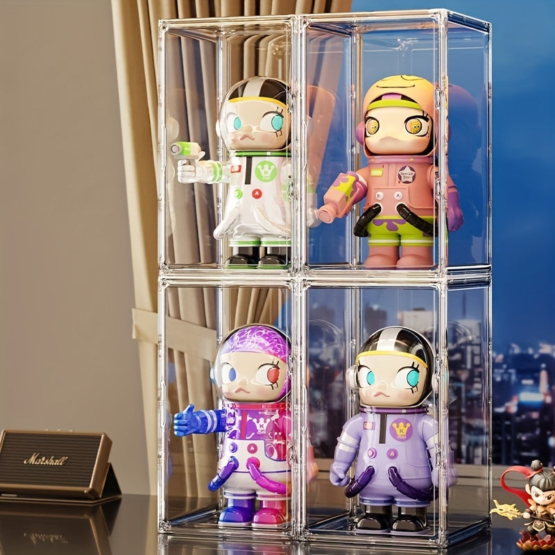 LUBUBU 2025 New Ultra-Large Acrylic Collectible Display Case - 360° Display, Magnetic Door, Dual Sizes (White & Brown) - Desktop Doll and Collectible Protector, Display Cabinet, Fashionable Doll Holder, Sturdy Structure, Collectible Protector, Home Decor
