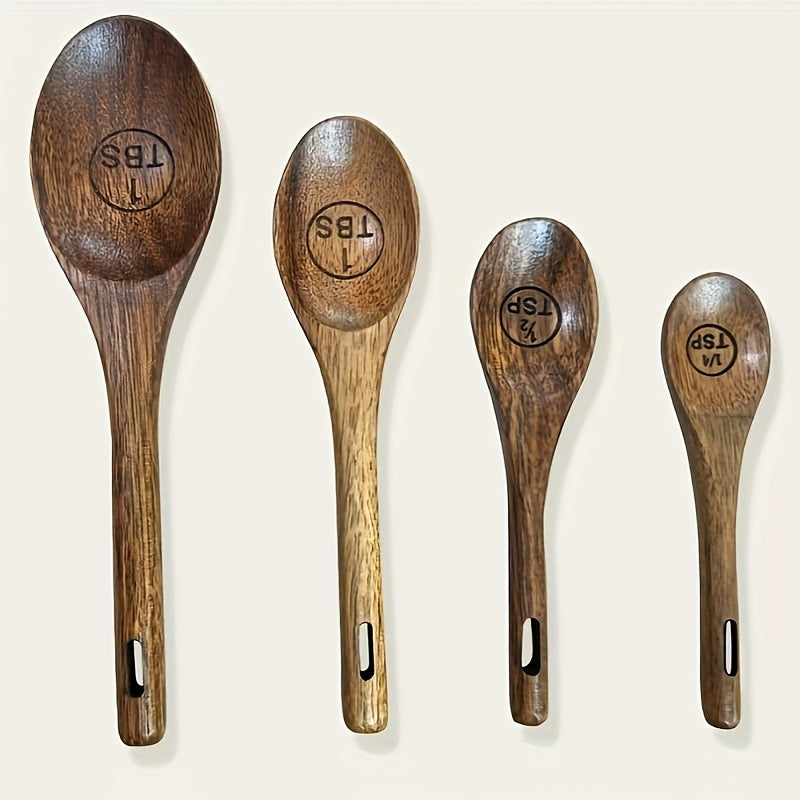 4pcs Natural Wooden Measuring Spoons