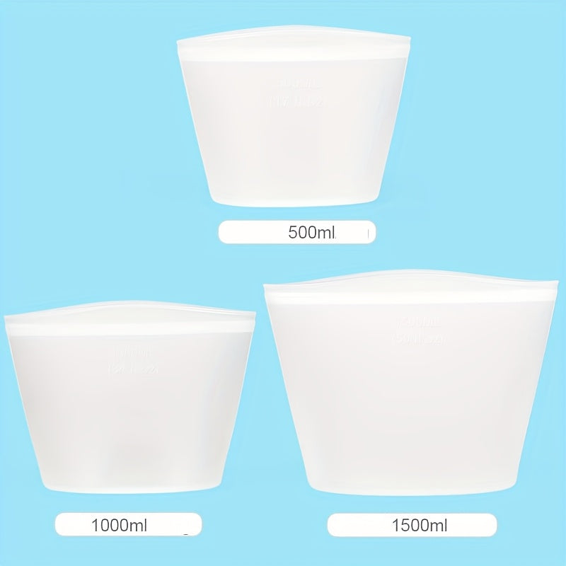 Reusable Silicone Food Storage Bags - Leakproof, Fresh-Keeping Ziplock Containers for Fridge & Freezer | 17.6oz, 35.2oz, 52.8oz | Ideal for Snacks, Fruits, and Vegetables