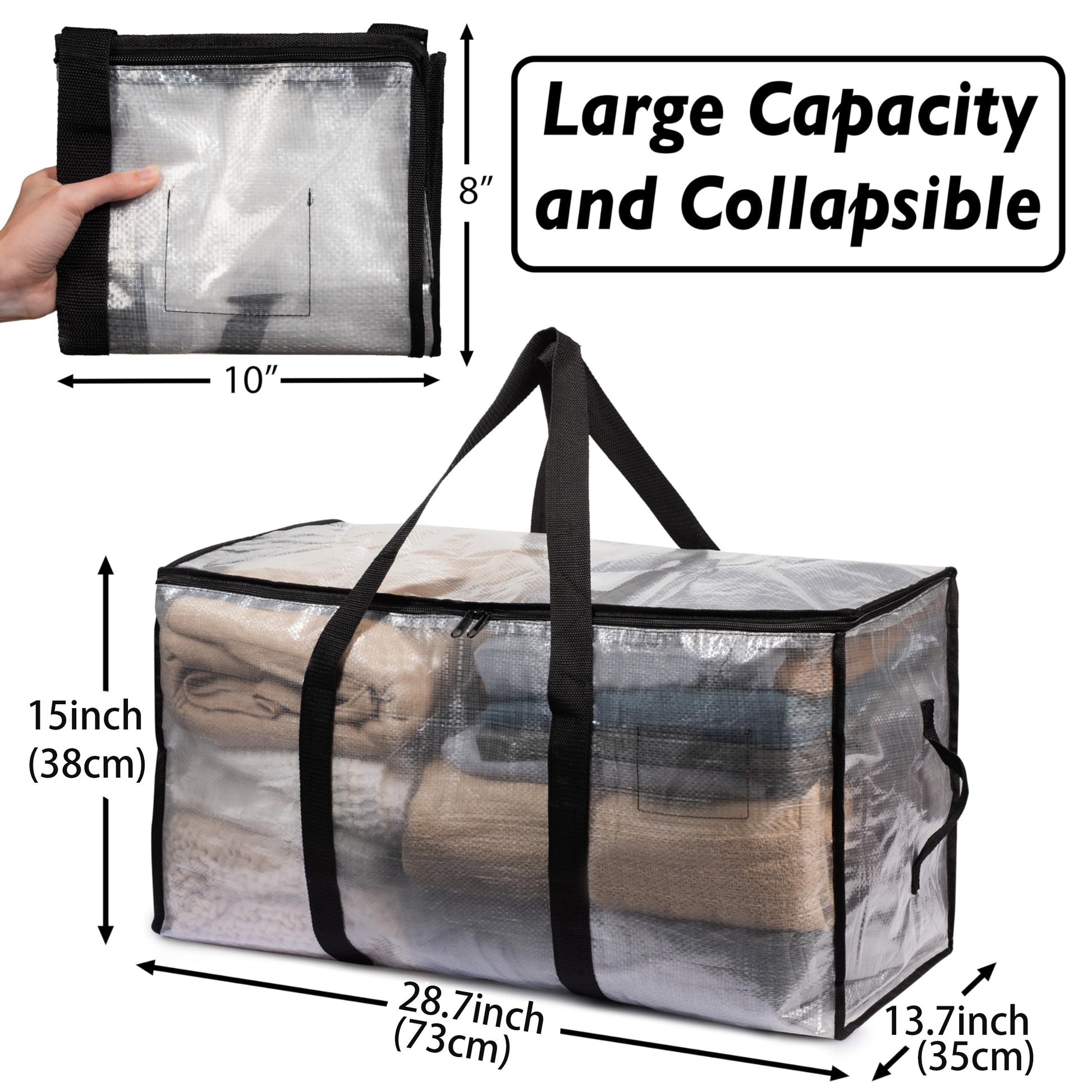 6pcs Extra Large Moving & Storage Bags with Zippers and Handles - Heavy-Duty, Multi-Purpose Packing Cubes for Dorms, Christmas Decorations & More
