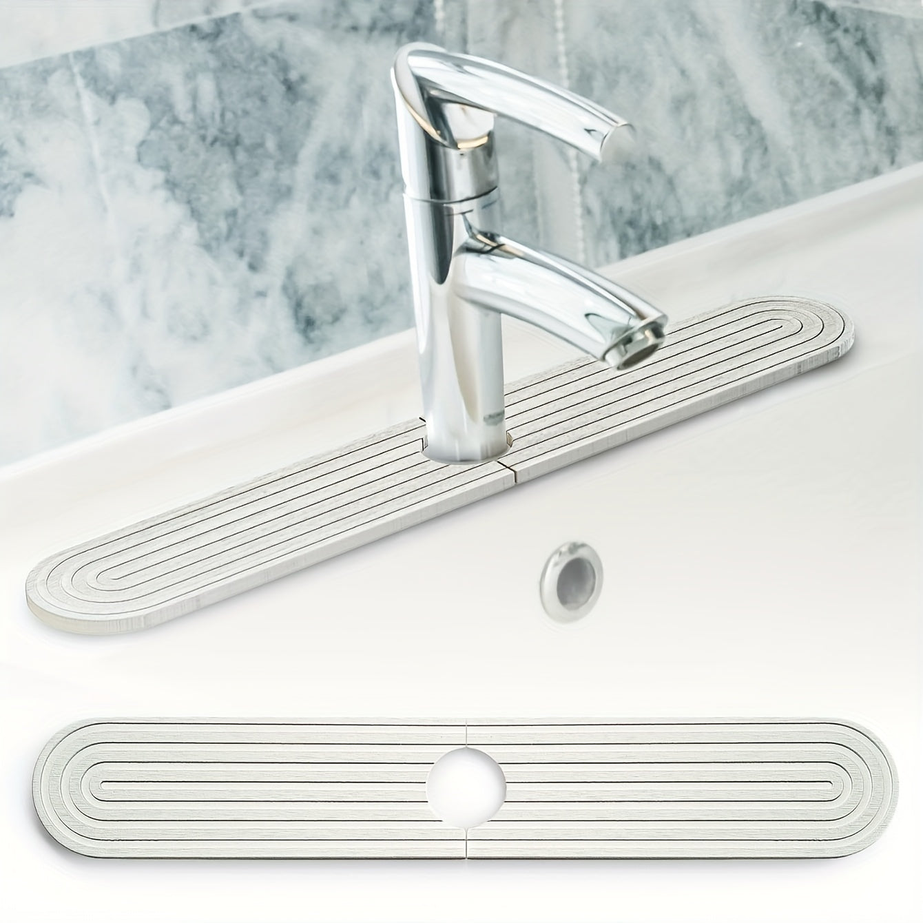 Two-piece combination silicone mudstone faucet mat