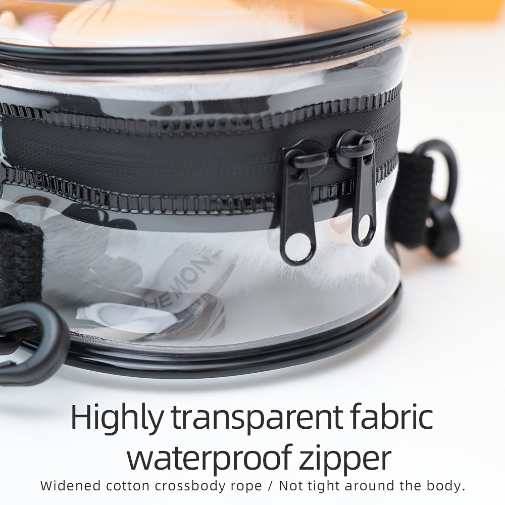 Labubu Generation 2 Sitting Crossbody Bag, Transparent PVC, Thickened Waterproof Material, Square Storage Pouch, Jewelry Organizer with Doll Holder for Dolls (Doll Not Included)