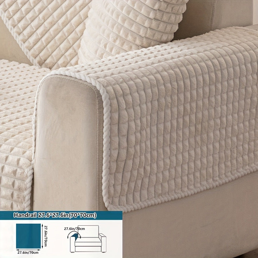 1pc Plush Sofa Cover - Soft, Thick, and Pet-Friendly Couch Protector for All Seasons, Non-Slip Furniture Slipcover for 1 to 4-Seater Sofas, Beige/Light Green/Dark Gray/Black Options, Perfect for Living Room, Bedroom, or Office Decor, Sofa Protection Cover