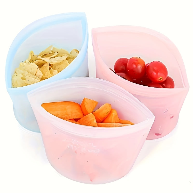 Reusable Silicone Food Storage Bags - Leakproof, Fresh-Keeping Ziplock Containers for Fridge & Freezer | 17.6oz, 35.2oz, 52.8oz | Ideal for Snacks, Fruits, and Vegetables