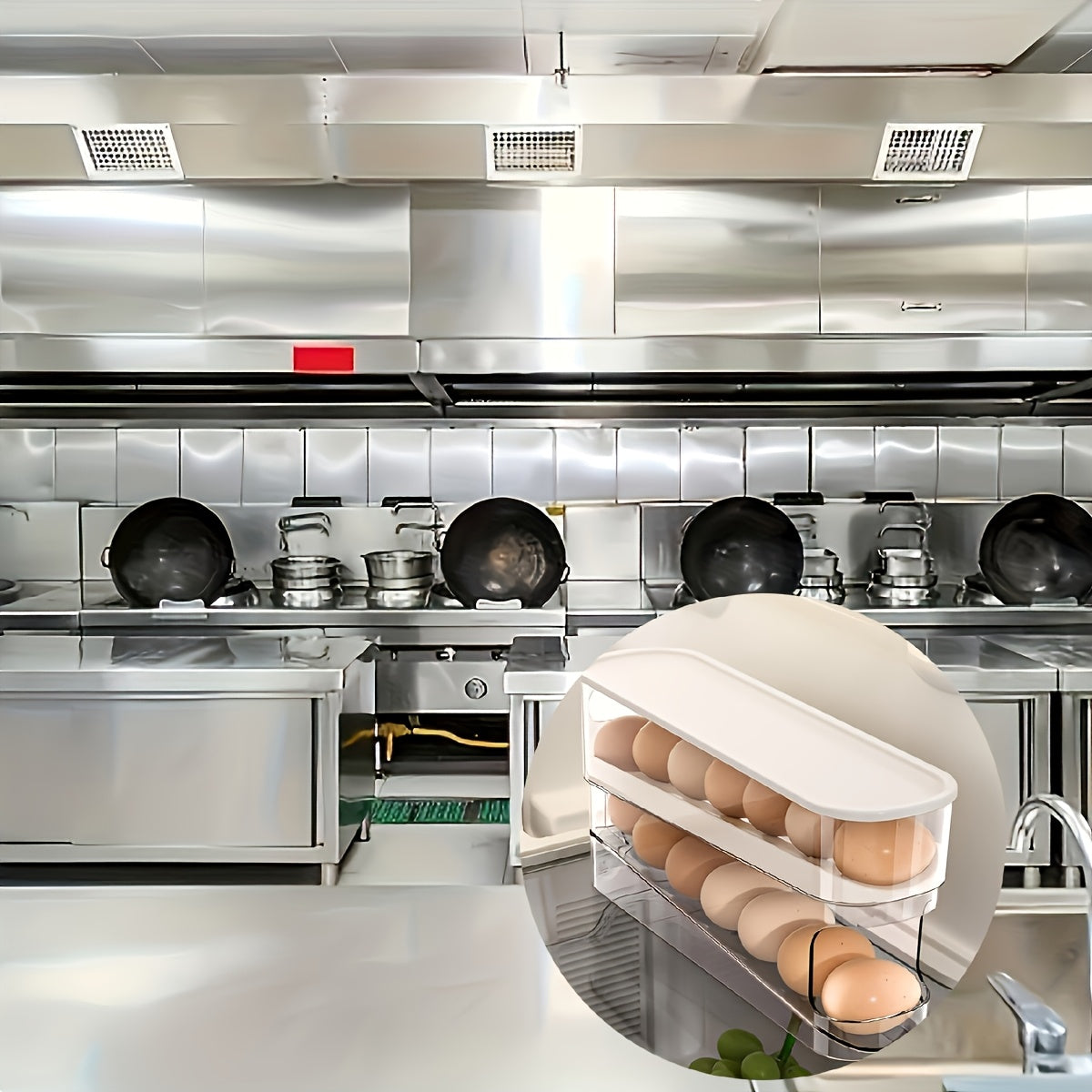 Automatic Double-Layer Fresh Egg Keeper, 12-14 Eggs Sliding Egg Storage Container - Hinged Design, Plastic Material, Non-Contact with Food - Refrigerator Space Saver Egg Rack for Kitchen