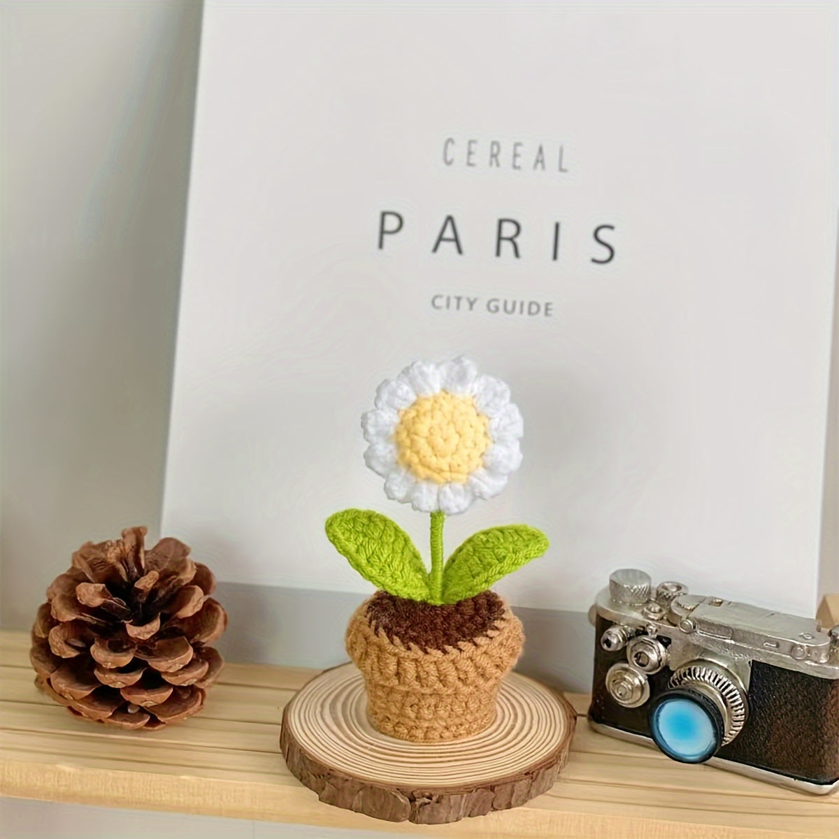 [Handmade Crochet Flowers] Vibrant Handmade Crochet Sunflower & Rose Artificial Potted Plants - Brown Pot, Perfect for Mother’s Day, Anniversaries, Birthdays, Valentine’s Gifts, Home & Office Desk Decoration