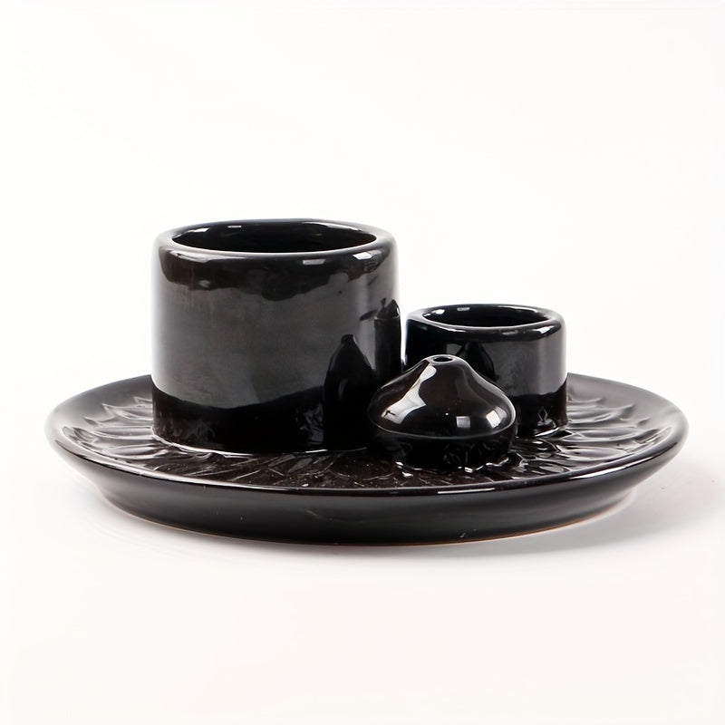 1pc 4-in-1 Ceramic Incense Burner Holder – Palo Santo & Sage Smudge Stand with Stick & Candle Holder, Elegant Home Decor for Meditation, Yoga, and Aromatherapy Relaxation, Home Relaxation | Rustic Ceramic Holder | Terracotta Design, Incense Holder